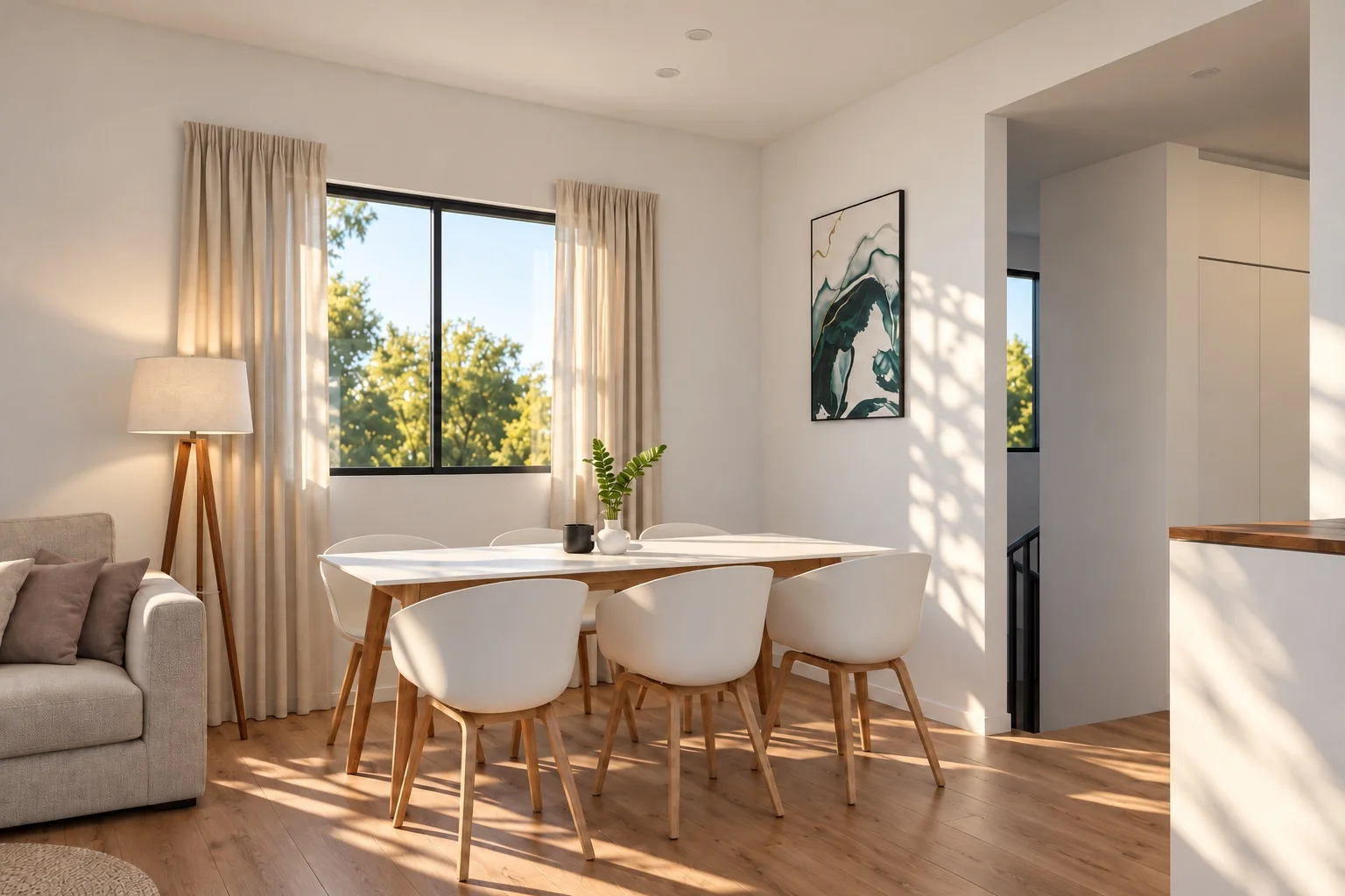 Zona de estar conectada con el comedor