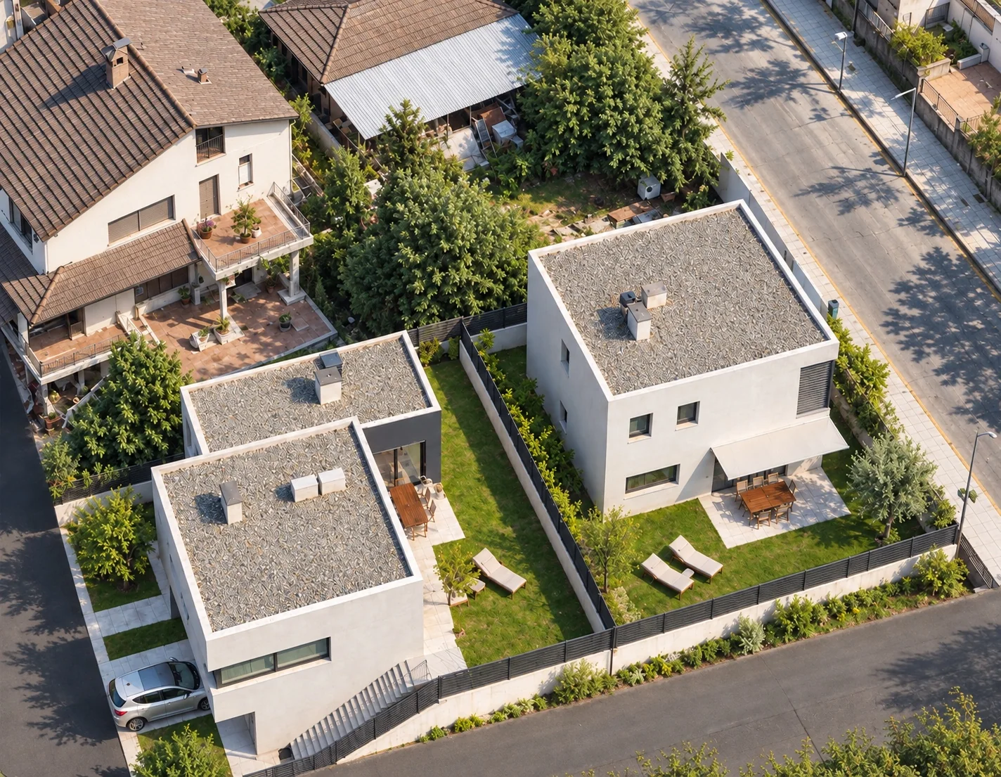 Vista aérea del conjunto de viviendas
